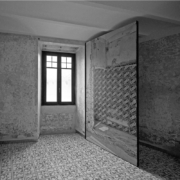 Palazzo Rhinoceros bespoke window and shutter with print - black and white