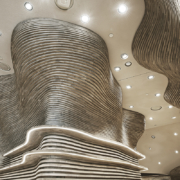 Dettaglio dei rivestimenti in legno realizzati da Devoto per il museo del Qatar