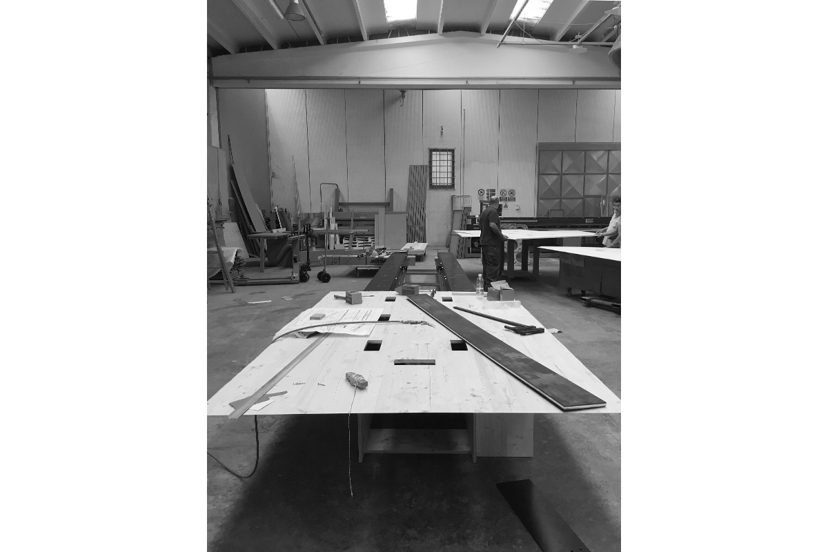 black and white picture table in the making
