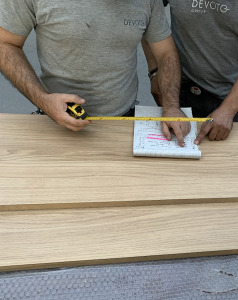 Devoto Design carpenters working with oak wood